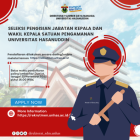 Pengumuman Nomor : 33086/UN4.1.3/KP.03.00/2022 tertanggal 14 November tentang seleksi calon Kepala Satuan Pengamanan Universitas Hasanuddin
